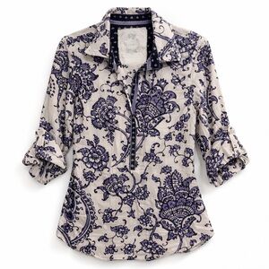 Cuino Anthropologie Pattern Boho Button Down Shirt NWOT